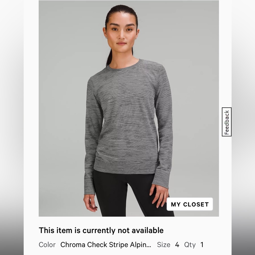 Lululemon Swiftly Relaxed Long Sleeve Shirt - Chroma Check Stripe Sz 4